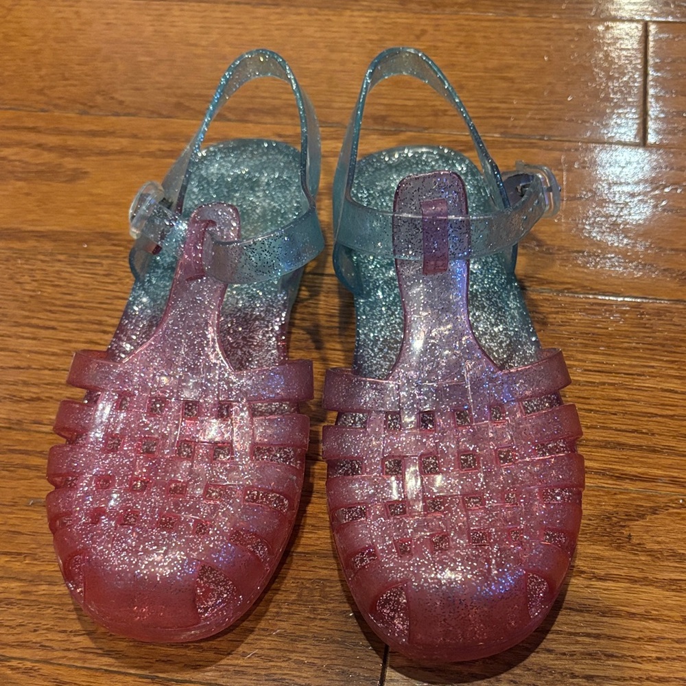 Sparkly Red and Blue Kids Jelly Sandals Size 1